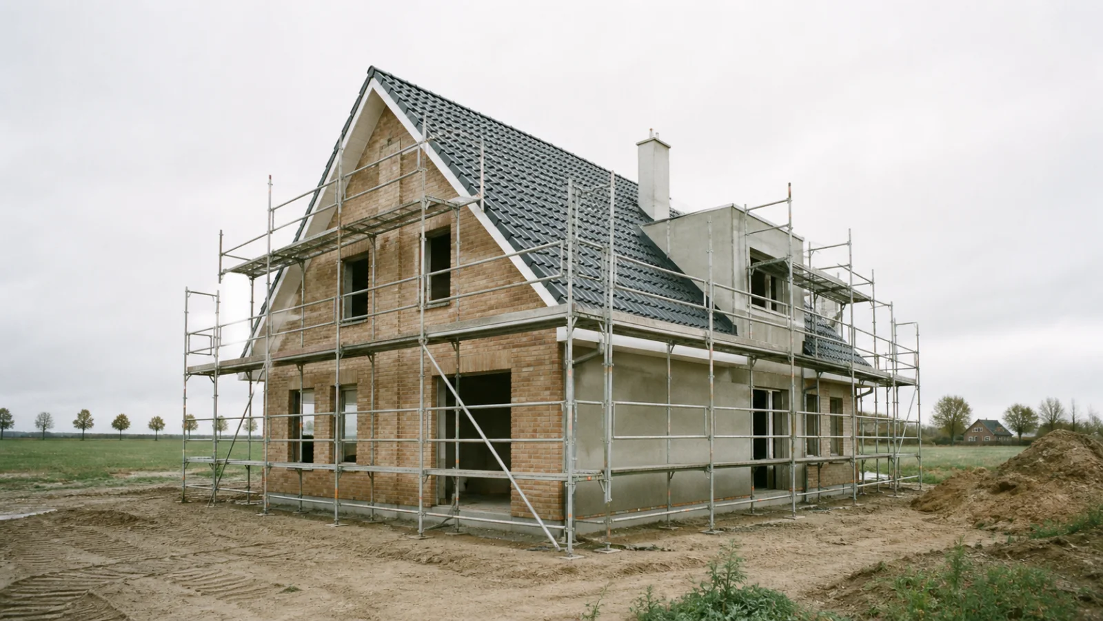 Norddeutsche Wohnsiedlung mit Backsteinhaus