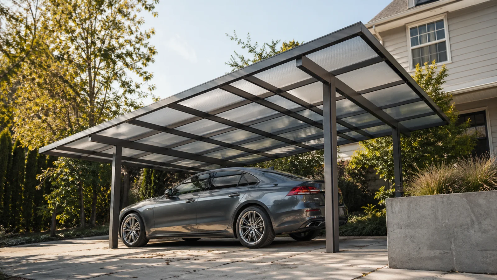Carport mit Fahrzeug - Carport Kosten