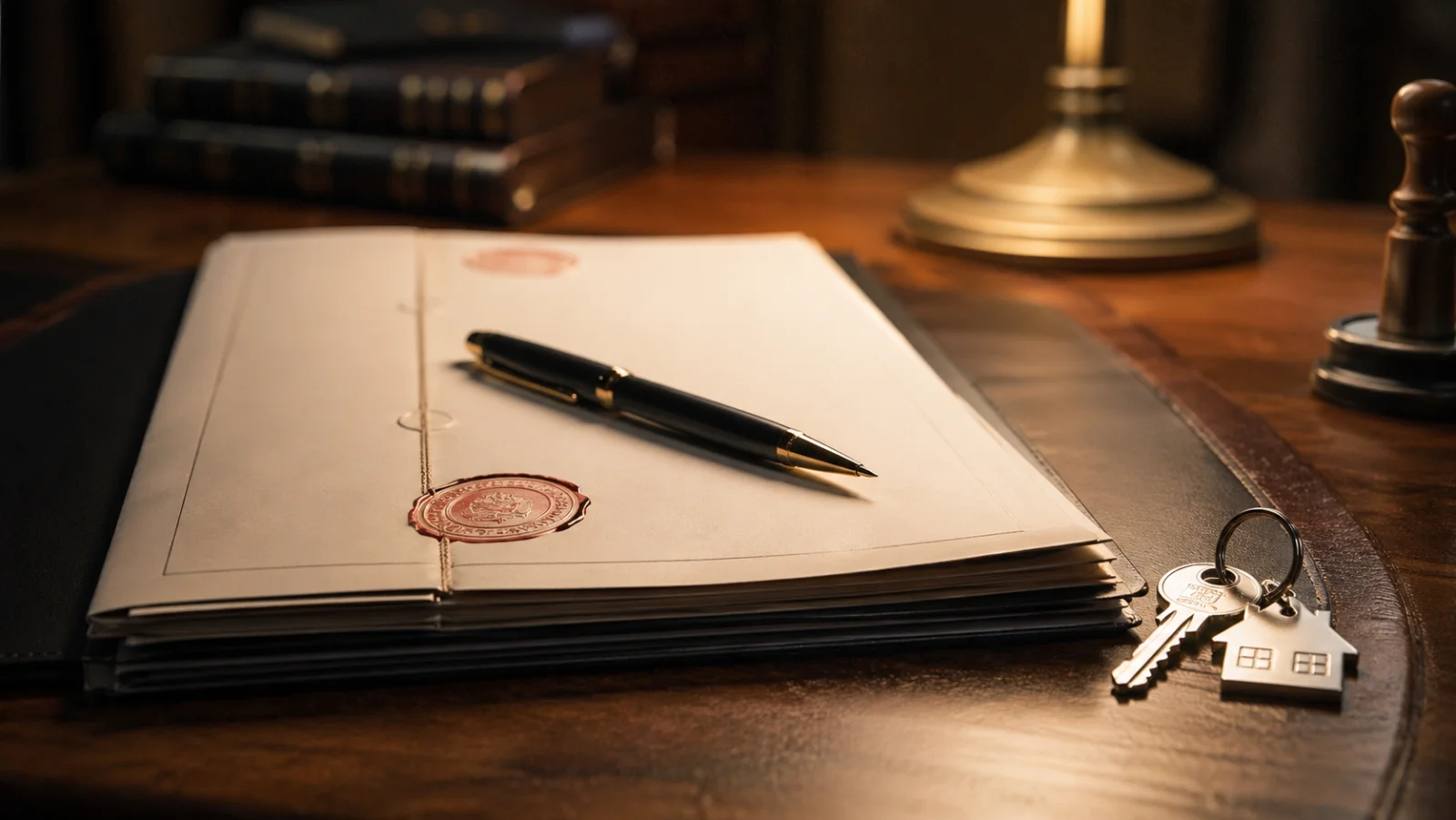 Vertragsdokumente und Stift - Grundbuch
