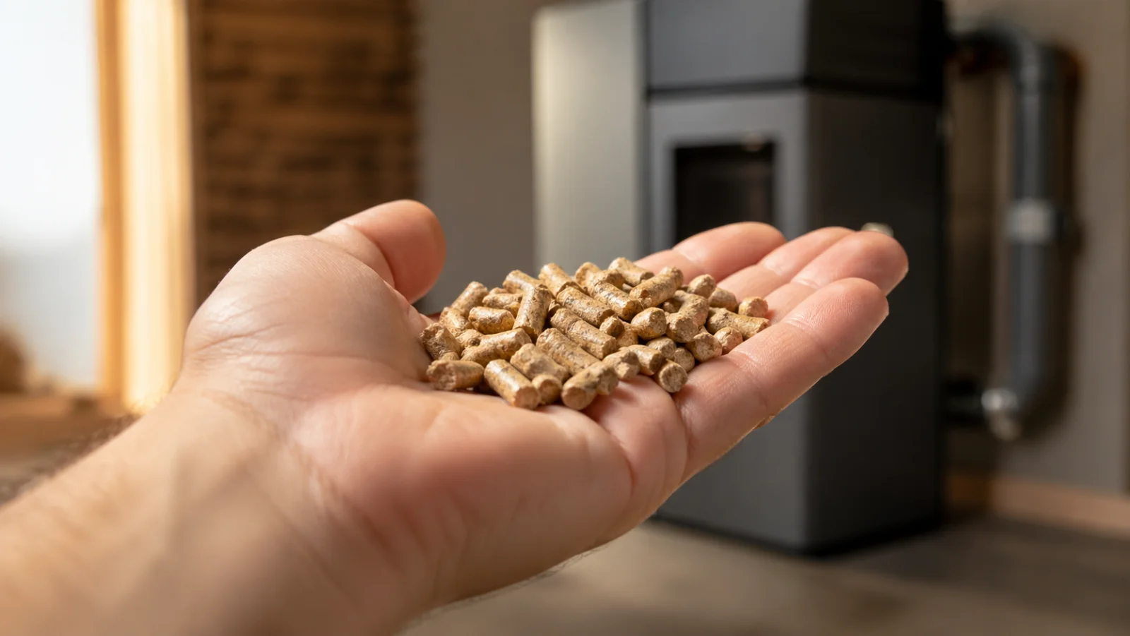 Holzpellets in offener Hand - Pelletheizung